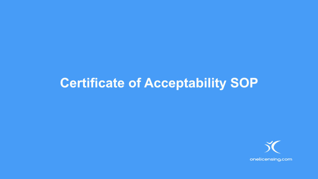 Certificate of Acceptability SOP