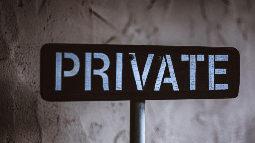Privacy Policy Sign with private text